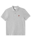 Men's Heart Logo Polo Shirt Grey - AMI - BALAAN 2