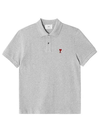 Men's Heart Logo Polo Shirt Grey - AMI - BALAAN 2