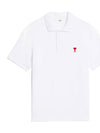 Small Heart Logo Polo Shirt White - AMI - BALAAN 2