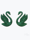 Iconic Swan Stud Earrings Rose Gold Green - SWAROVSKI - BALAAN 2