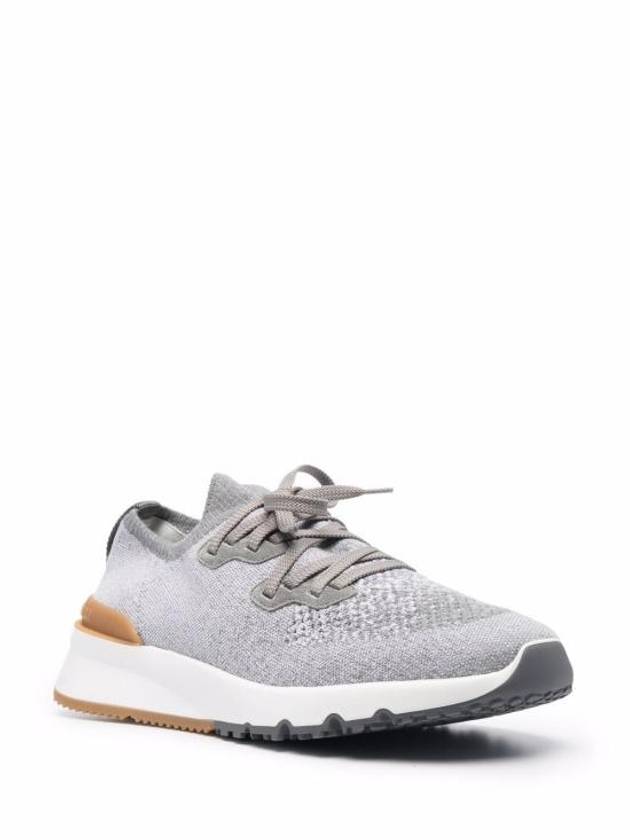 Stretch Knit Low Top Sneakers Grey - BRUNELLO CUCINELLI - BALAAN 3