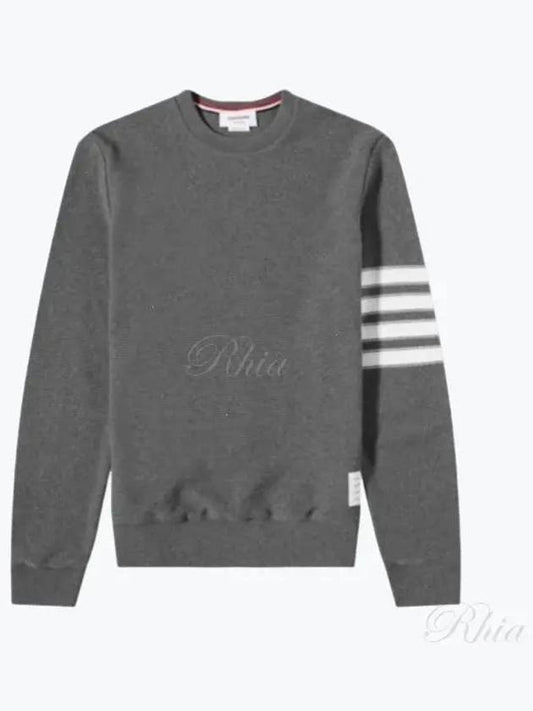 4 Bar Stripe Open Raschel Stitch Sweatshirt Grey - THOM BROWNE - BALAAN 2