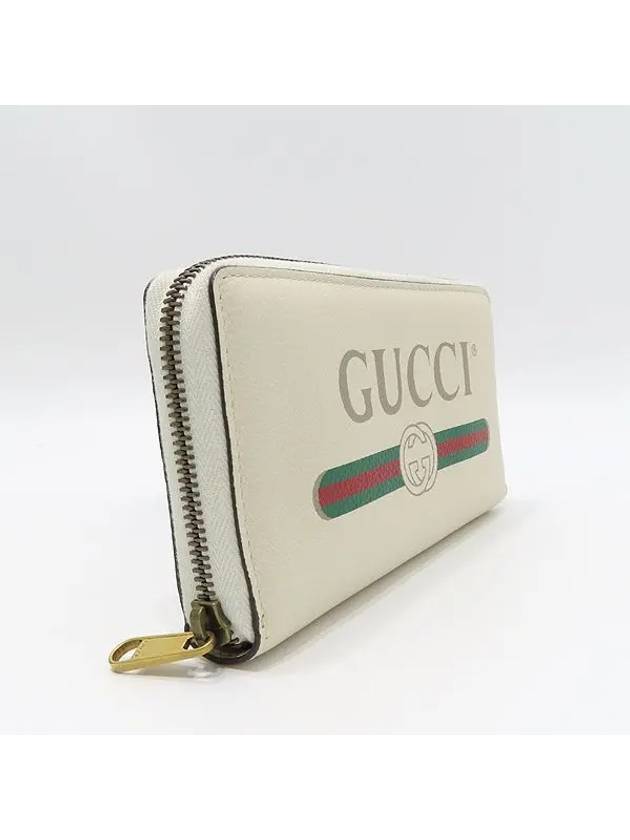 496317 Ivory leather vintage classic belted logo print zip up long wallet - GUCCI - BALAAN 3