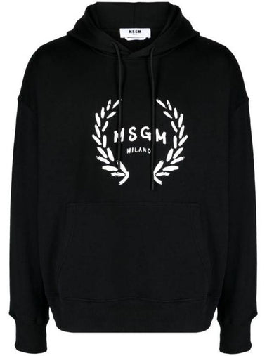 Milano Logo Print Cotton Hoodie Black - MSGM - BALAAN 1