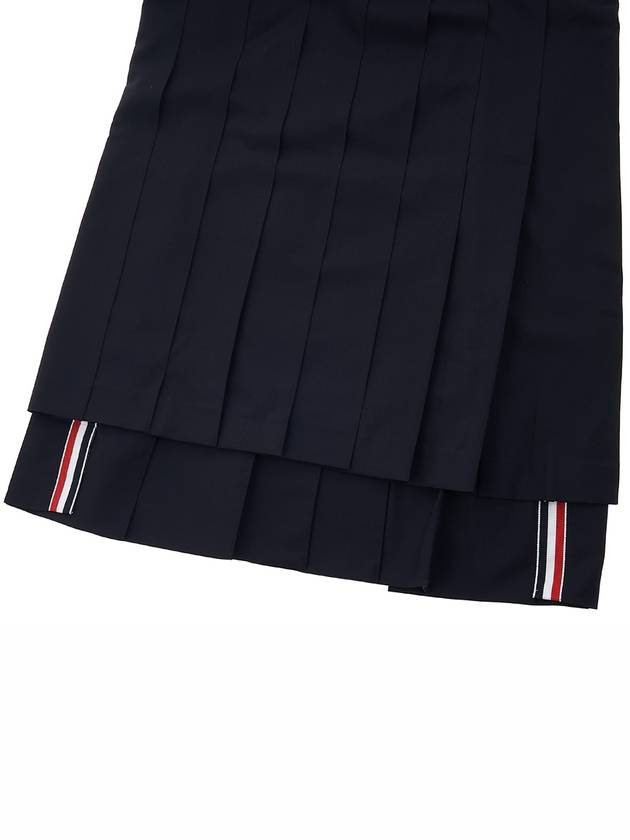 4 Bar Logo Plain Weave Wool Pleated Skirt Navy - THOM BROWNE - BALAAN 6