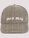 Embroidered Logo Check Ball Cap Beige Brown - MIU MIU - BALAAN 2