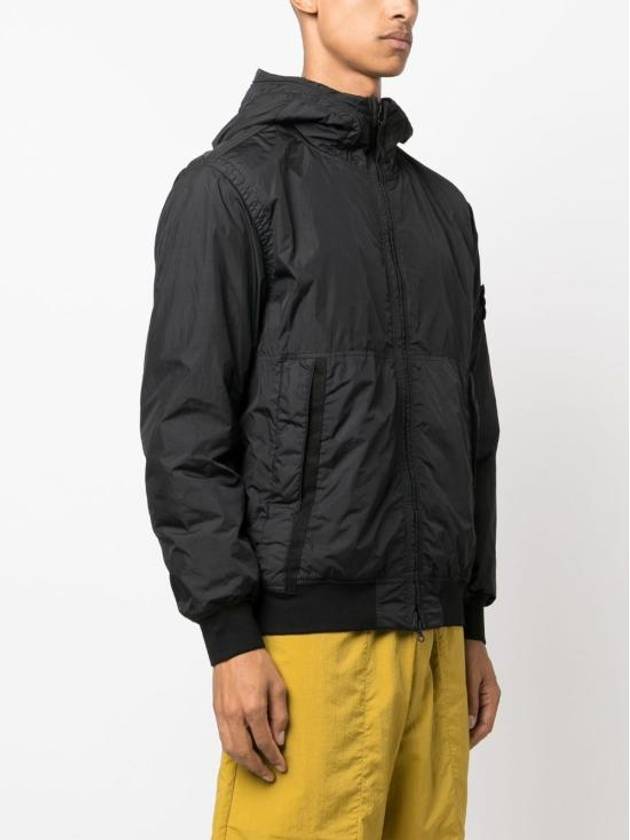 Men's Garment Dyed Crinkle Reps Recycled Nylon Primaloft TC Hooded Jacket Black - STONE ISLAND - BALAAN 4