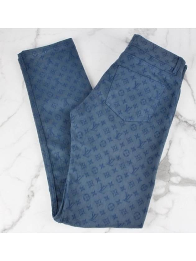 LV logo pattern denim pants blue - LOUIS VUITTON - BALAAN 3