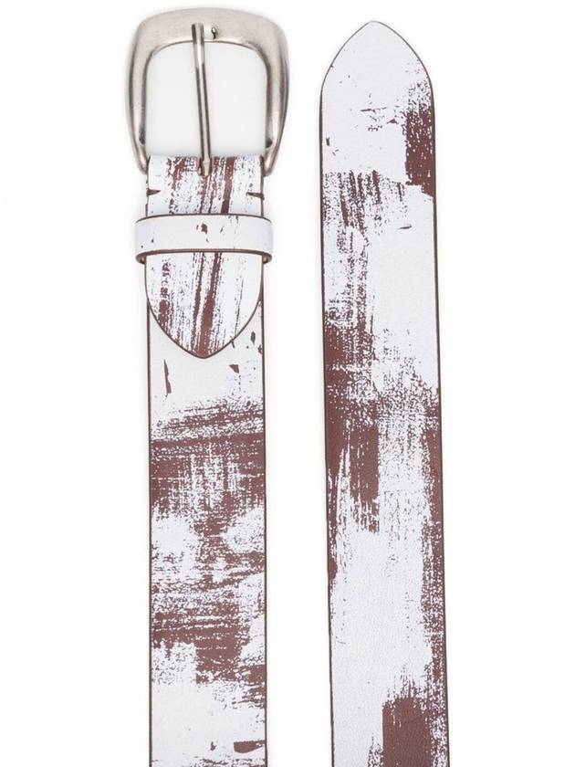 Painted Leather Belt White Brown - MAISON MARGIELA - BALAAN 3