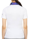 Women's Golf Logo Tech Tartan Neck Short Sleeve PK Shirt White - HYDROGEN - BALAAN 5