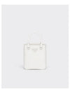 Triangle Logo Brushed Leather Small Tote Bag white - PRADA - BALAAN 2