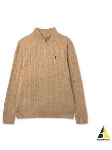 Cable Knit Wool Cashmere Zipper Sweater Brown - POLO RALPH LAUREN - BALAAN 1