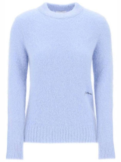 Embroidered Logo Alpaca Blend Knit Top Blue - GANNI - BALAAN 2