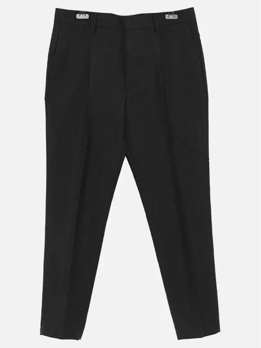 Men's Mohair Wool Straight Pants Black - PRADA - BALAAN.