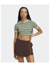 80s Rib Stripe Crop Baby Short Sleeve T Shirt Green - ADIDAS - BALAAN 2