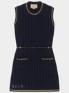 Women's Knitted Belt OnePiece Double G Chain Dress 658350XKBVO - GUCCI - BALAAN 1