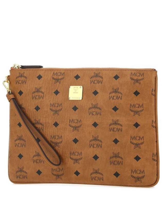 Logo Pattern Clutch Bag Brown - MCM - BALAAN 3