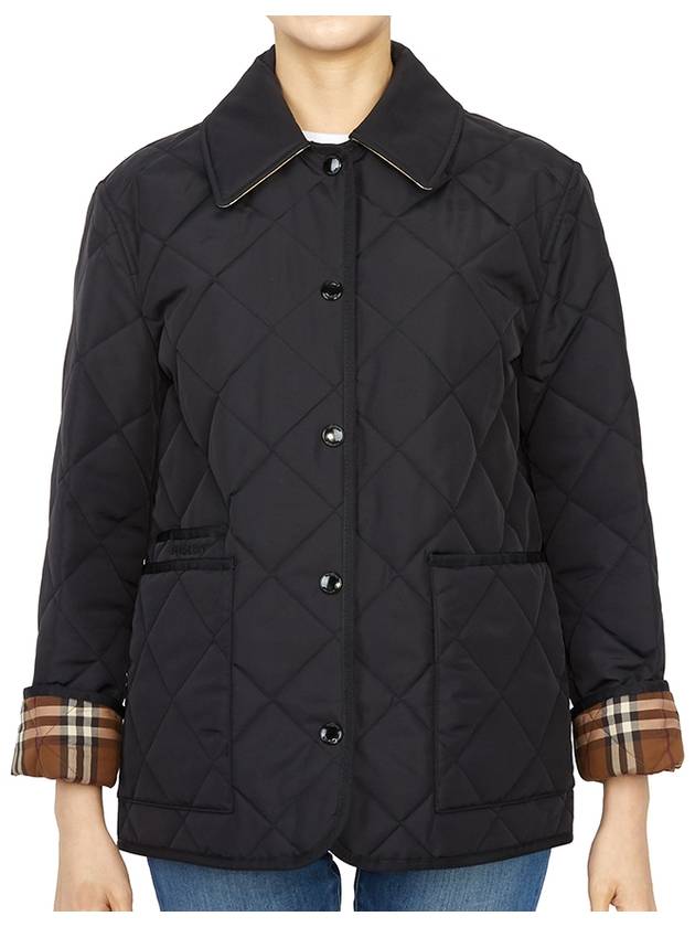 Diamond Quilted Nylon Canvas Jacket Black - BURBERRY - BALAAN.