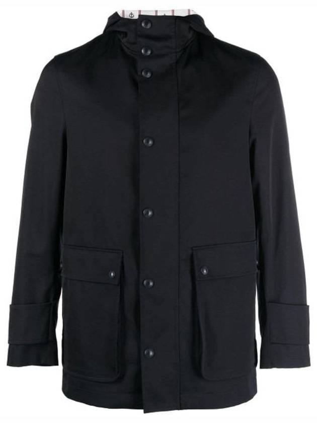 Nylon Tech Snap Front Rain Parka Navy - THOM BROWNE - BALAAN 2