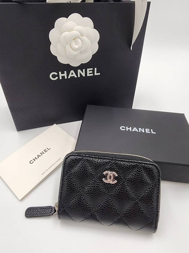 Classic zipper coin purse caviar black silver AP0216 - CHANEL - BALAAN 6