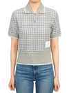 Checked Tweed Shrunken Short Sleeve Polo Grey - THOM BROWNE - BALAAN 4