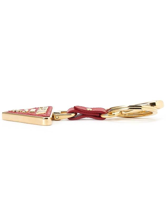 Saffiano Leather Triangle Logo Key Holder Red - PRADA - BALAAN 5