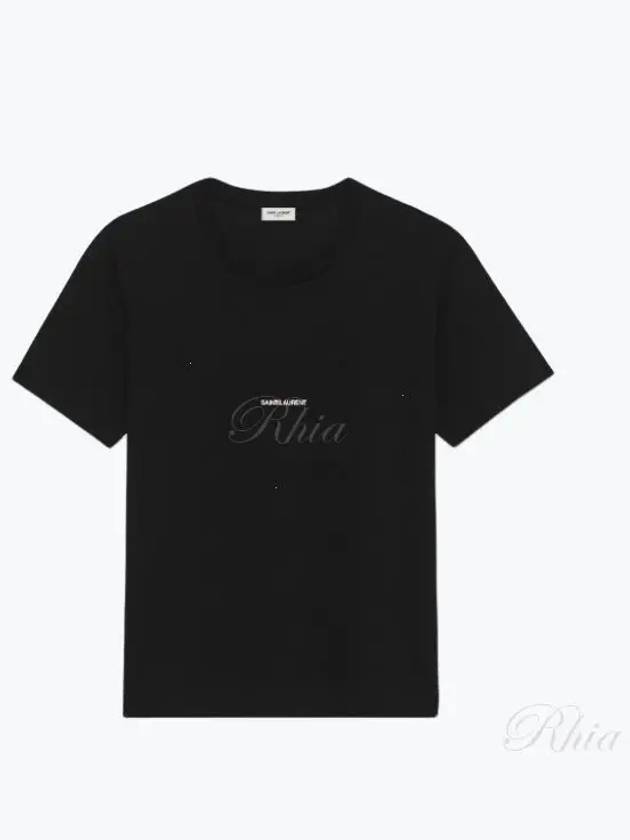 Men's Small Logo Short Sleeve T-Shirt Black - SAINT LAURENT - BALAAN 2