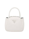 Leather Hand Mini Bag White - PRADA - BALAAN 1