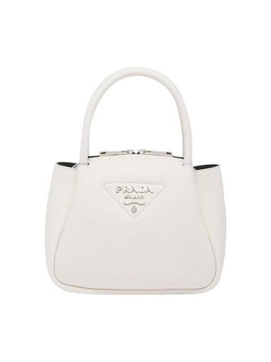 Leather Hand Mini Bag White - PRADA - BALAAN 1