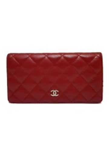 Women s A31509 Lambskin Red Timeless Classic Silver Logo Long Wallet - CHANEL - BALAAN 1