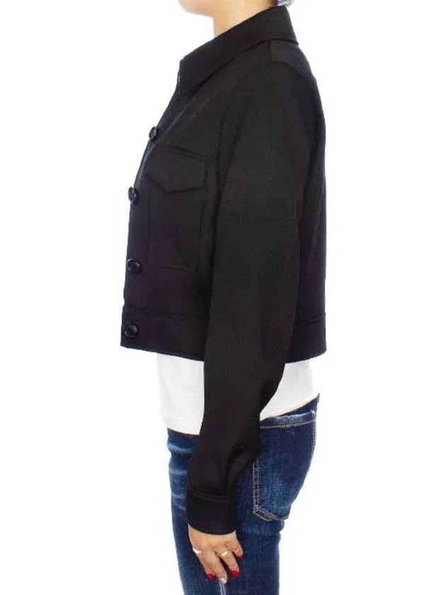 Women's Wool Pocket Crop Jacket Black - AMI - BALAAN.