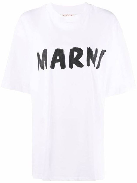Logo Lettering Boxy Fit Short Sleeve T-Shirt White - MARNI - BALAAN 1