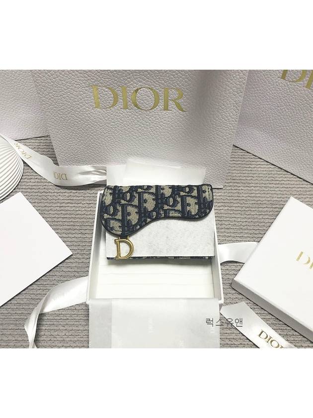 Saddle Flap Card Holder Blue  Oblique Jacquard - DIOR - BALAAN 9