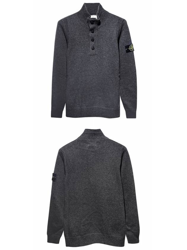 Wappen Patch Button Knit Top Charcoal - STONE ISLAND - BALAAN 5