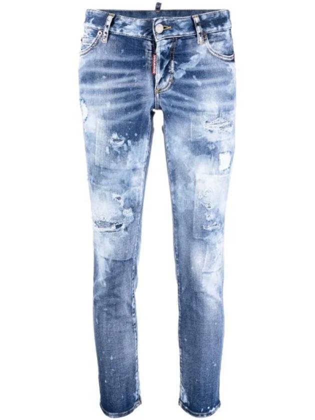 Distressed Crop Jeans Blue - DSQUARED2 - BALAAN 1