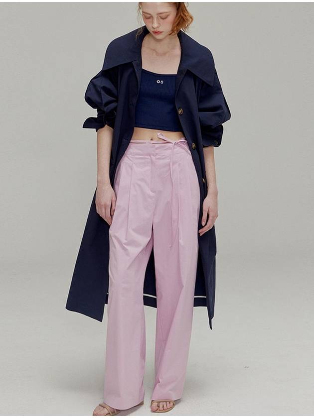 Ribbon Cotton Two-Tuck Wide Pants Pink - OPENING SUNSHINE - BALAAN 5