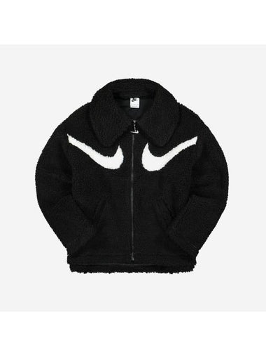 Swoosh Sherpa Full Zip Jacket Black - NIKE - BALAAN 1