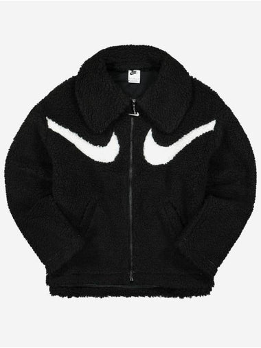 Swoosh Sherpa Full Zip Jacket Black - NIKE - BALAAN 1