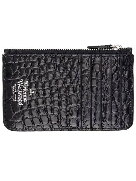 Half Moon Croc Emboss Card Wallet Black - VIVIENNE WESTWOOD - BALAAN 2