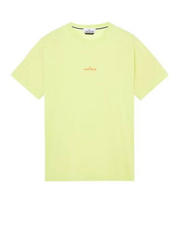 Tricromia Three Print Cotton Jersey T-Shirt Yellow - STONE ISLAND - BALAAN 1