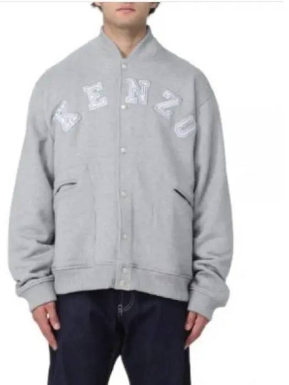 Academy Embroidered Logo Cotton Bomber Jacket Grey - KENZO - BALAAN 2