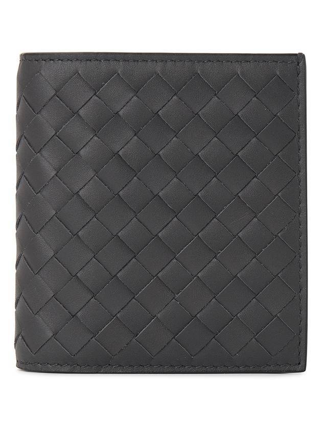 Intrecciato Leather Half Wallet Dark Grey - BOTTEGA VENETA - BALAAN 1