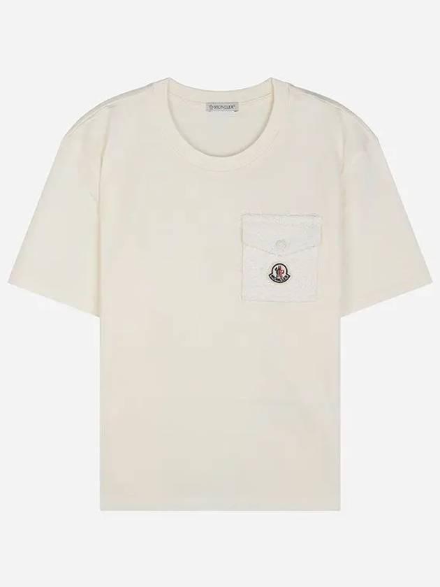 24SS 8C00022 89AI9 034 Women's Logo Patch Pocket Short Sleeve T-Shirt Cream 997227 - MONCLER - BALAAN 1