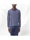 Stripe Jersey Oversized Long Sleeve T-Shirt Navy - THOM BROWNE - BALAAN 5