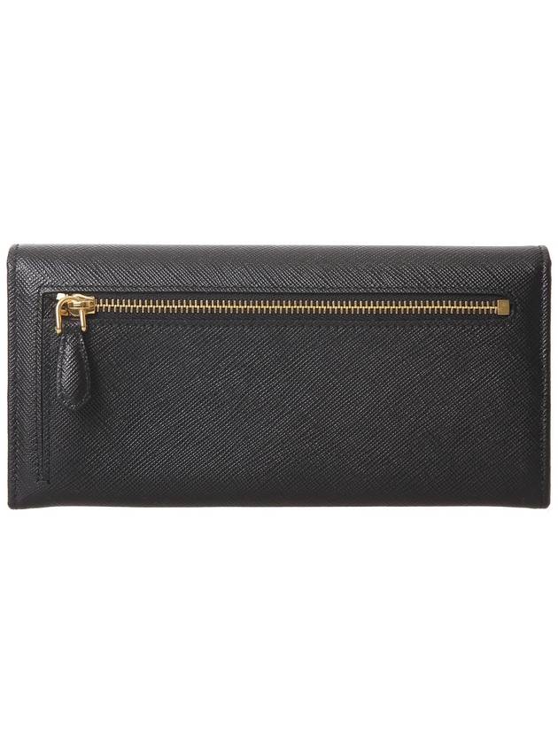 Saffiano Triangular Logo Flap Long Wallet Black - PRADA - BALAAN 4