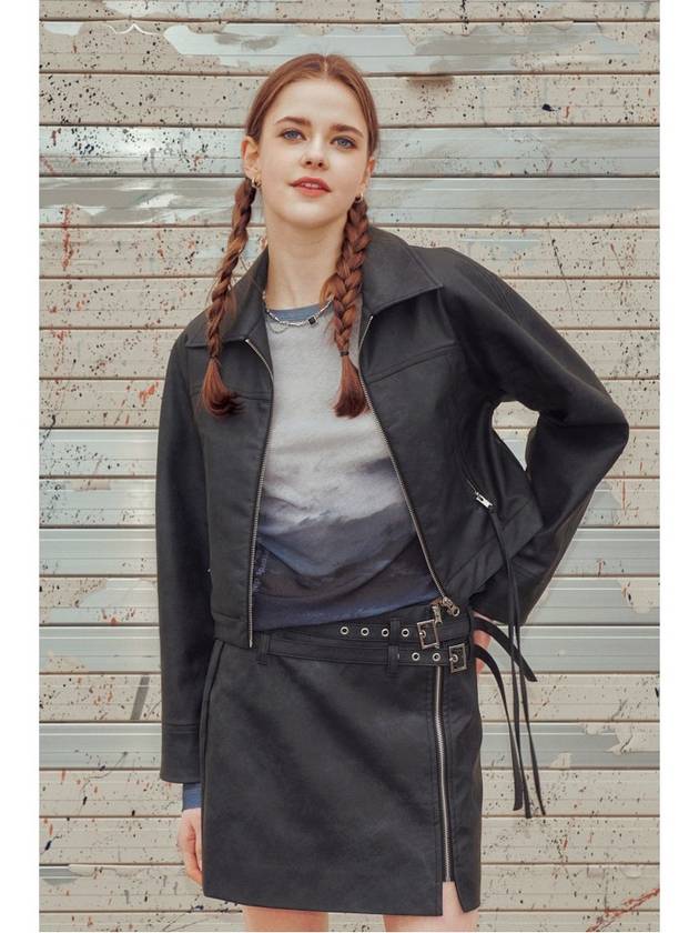 Fake leather balloon fit crop jacket black - DIAIRE - BALAAN 3