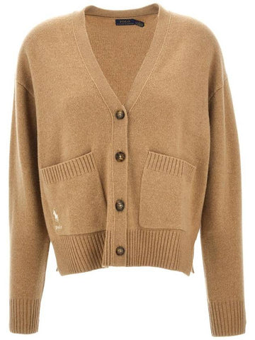 Embroidery Pony Cardigan Camel - POLO RALPH LAUREN - BALAAN 1