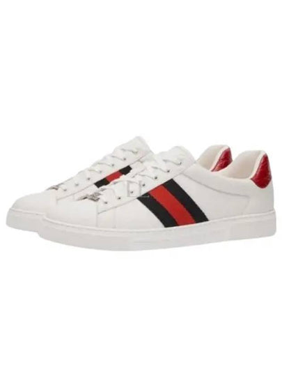 Ace Web Leather Low Top Sneakers White - GUCCI - BALAAN 2