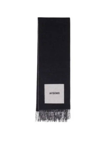 Logo Detail Fringe Muffler Black - JACQUEMUS - BALAAN 2