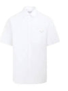 Triangle Logo Pocket Regular Fit Cotton Short Sleeve Shirt White - PRADA - BALAAN 2